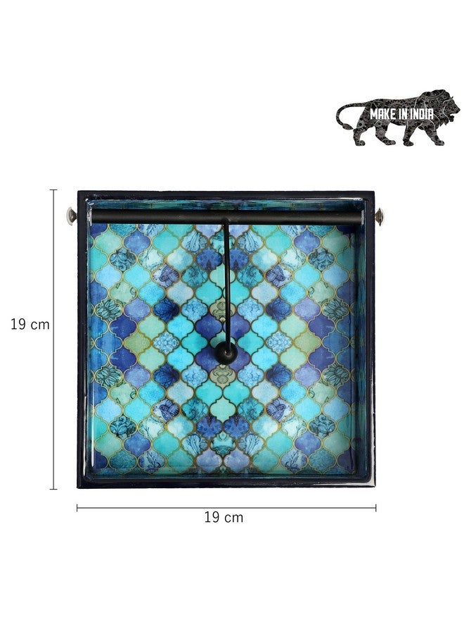 DULI حامل المناديل الموزاييك الأزرق الأنيق من DULI | خشب مهندَس مع طباعة رقمية وطلاء لامع مقاوم للماء (قطرات زرقاء) - Image 2