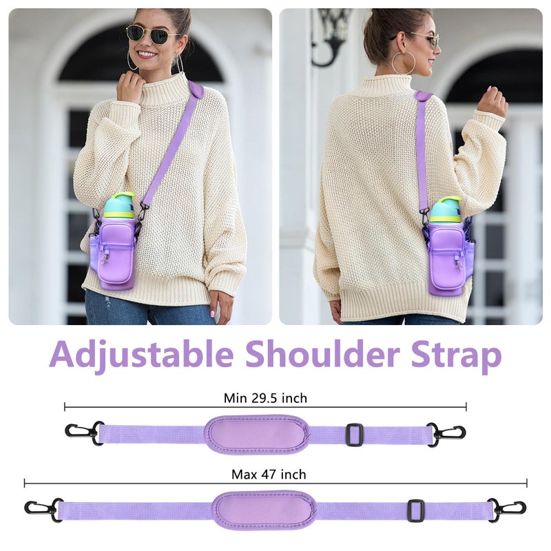 Icesip Water Bottle Carrier Bag with Strap for Owala FreeSip 32oz with Detachable Phone Pocket for Owala Accessories 32oz Water Bottle Sleeve for Walking Camping Gym Purple - Image 5