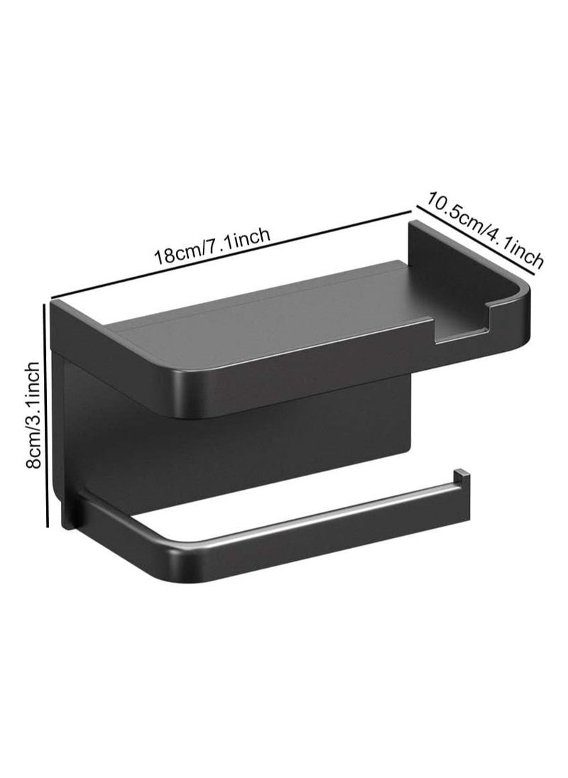 RATSAW Toilet Paper Holder with Phone Shelf Adhesive Wall Mounted Toilet Paper Roll Holder Bathroom Tissue Holder  - Image 2