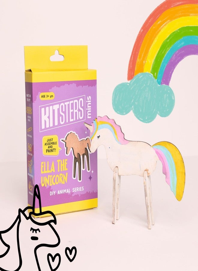 KITSTERS مجموعة كيتسترز إيلا وحيد القرن للأطفال - مجموعة حرف يدوية من خشب MDF على شكل حيوانات | مجموعة رسم وتلوين للأطفال من عمر 6 إلى 12 سنة | مجموعة فنون وحرف يدوية | هدية مثالية لعيد الميلاد - Image 1