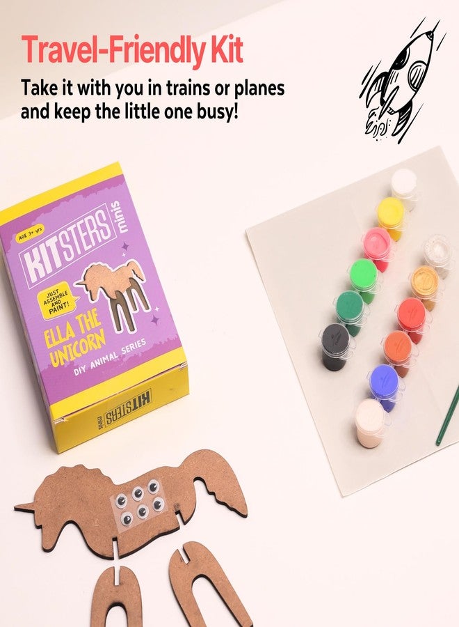 KITSTERS مجموعة كيتسترز إيلا وحيد القرن للأطفال - مجموعة حرف يدوية من خشب MDF على شكل حيوانات | مجموعة رسم وتلوين للأطفال من عمر 6 إلى 12 سنة | مجموعة فنون وحرف يدوية | هدية مثالية لعيد الميلاد - Image 3