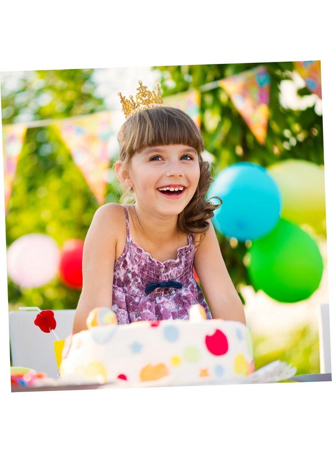 Amosfun 2pcs Mini Crown Cake Topper Pearl Rhinestone Queen Princess Tiara Crown for Birthday Wedding Party Cake Decorations Supplies (Golden) - Image 4