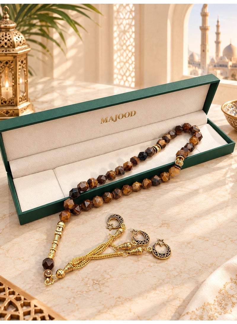 MAJOOD 33 Natural Rhombus Jade Prayer Beads/Tasbih/10mm - Image 2