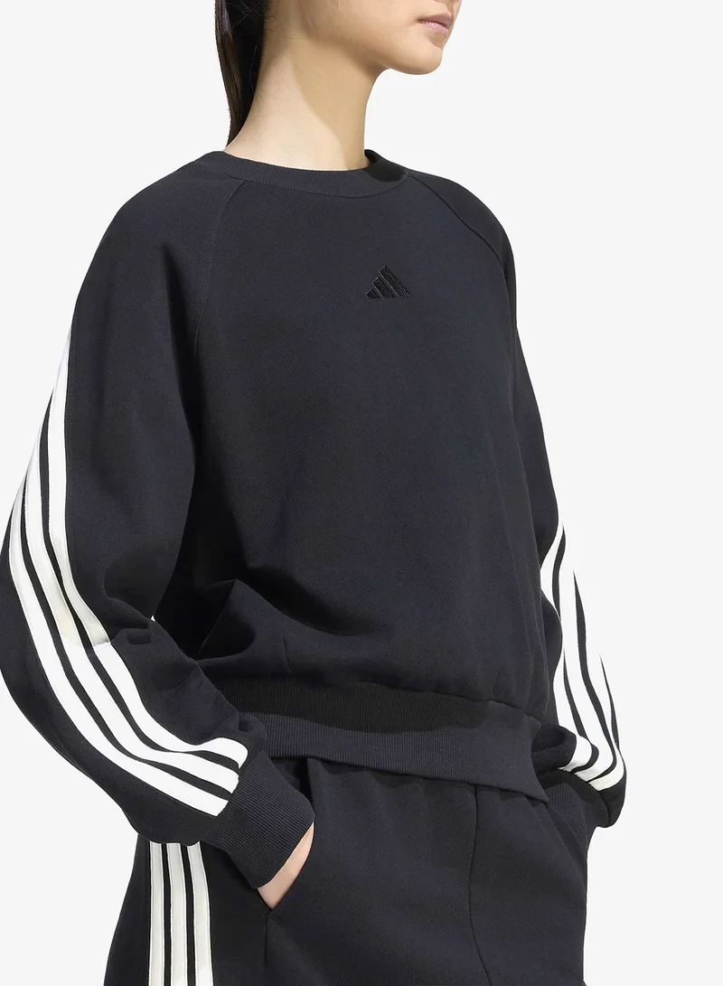 Adidas BLACK/OWHITE 3-Stripes Sweatshirt for Women | Best Price UAE