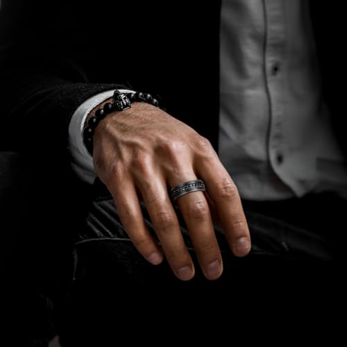 King Will 316L Stainless Steel Fidget Ring for Men Women-8mm Width Black Chain Spinner Ring, Durable Wedding Band with Stress Relief Comfort Fit Fidget Spinner Men's Jewelry Size 10 - Image 4