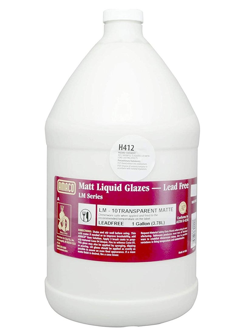 أماكو Amaco Matt Liquid Glaze الشفافة غير اللامعة LM-10 خالية من الرصاص للفخار والسيراميك 1 جالون - Image 1