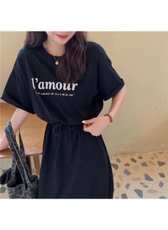 Mid-length T-shirt Skirt Summer New Korean Style Western Style First Love Dress Loose Slimming Short Sleeve Dress Women's Clothing