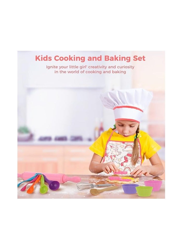 حسم مجموعة الطبخ والخبز للأطفال، مجموعة من 26 قطعة من أزياء لعب دور الشيف للأولاد والبنات، مجموعة أدوات المطبخ للطهي للأطفال مع مريلة/قبعة/قفاز طبخ/أدوات - Image 2