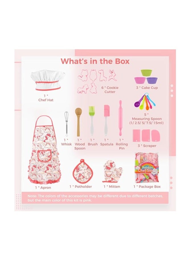 حسم مجموعة الطبخ والخبز للأطفال، مجموعة من 26 قطعة من أزياء لعب دور الشيف للأولاد والبنات، مجموعة أدوات المطبخ للطهي للأطفال مع مريلة/قبعة/قفاز طبخ/أدوات - Image 4