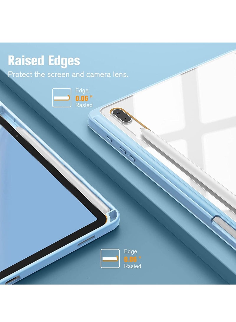 جلاسولوجي Hybrid Slim Case for Samsung Galaxy Tab S8 Plus 2022,S7 FE 2021,S7 Plus 2020 12.4 Inch with S Pen Holder, Shockproof Cover w,Clear Transparent Back Shell, Auto Wake Sleep with Screen Protector Blue - Image 4