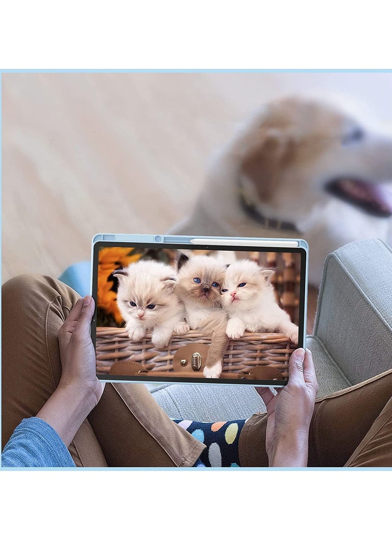 جلاسولوجي Hybrid Slim Case for Samsung Galaxy Tab S8 Plus 2022,S7 FE 2021,S7 Plus 2020 12.4 Inch with S Pen Holder, Shockproof Cover w,Clear Transparent Back Shell, Auto Wake Sleep with Screen Protector Blue - Image 5