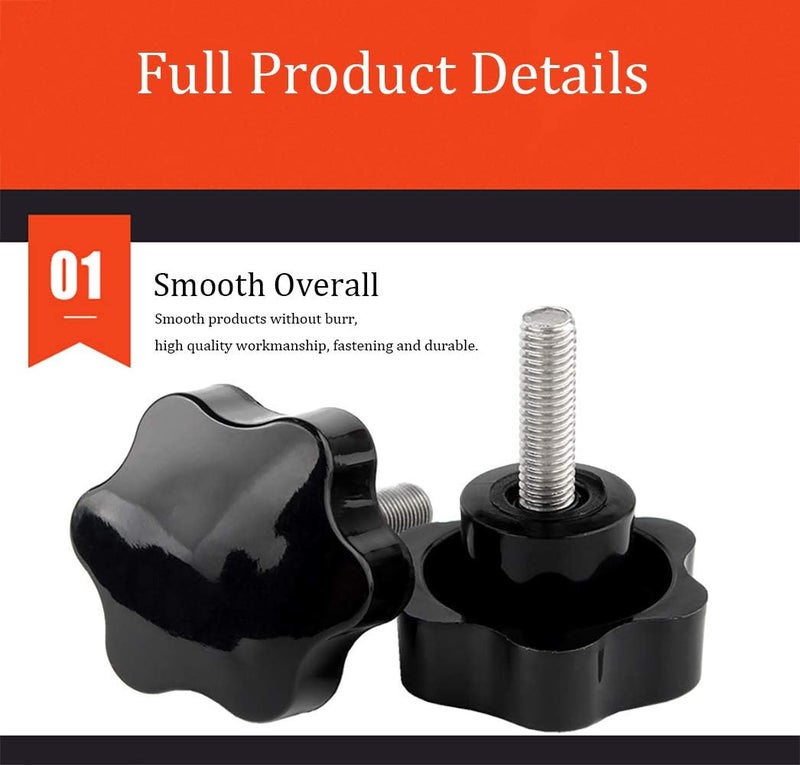 NACX M4 x 30mm Thread Clamping Knob, Thumb Screw, Star Hand Knob Tightening Screw Knob for Machinery, 30Pcs - Image 4