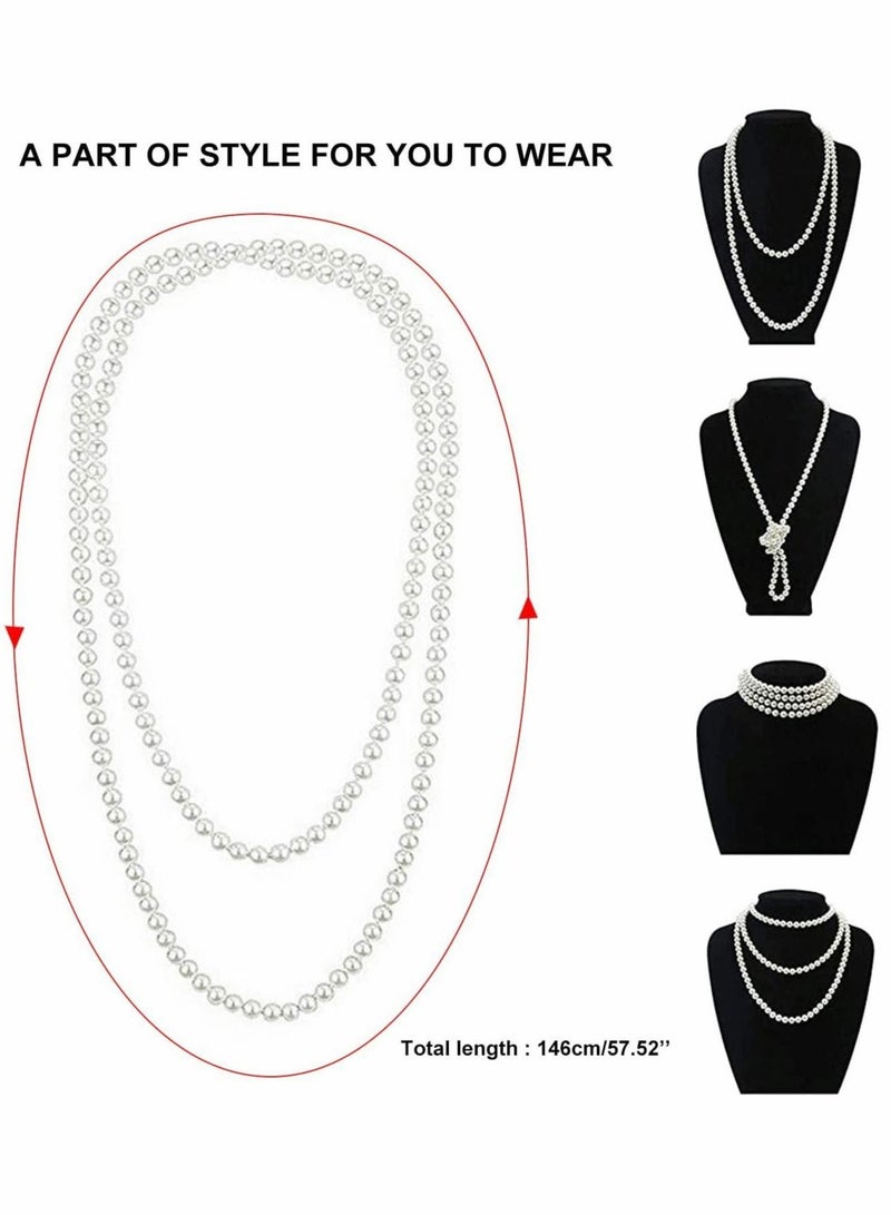 SYOSI Party Dress Up Set, 1920s Flapper Accessories Set for Women, Fancy Dress Party Accessories with Flapper Headband Long Gloves Pearl Necklace, Theme Party Accessories  - Image 4