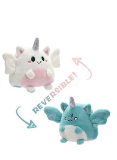 Y&D Reversible Plush 6 inches Plushies Unicorn Cute Mood Plushie Stuffed for Adult Kids Girl Boy Gift White Blue  - Image 1
