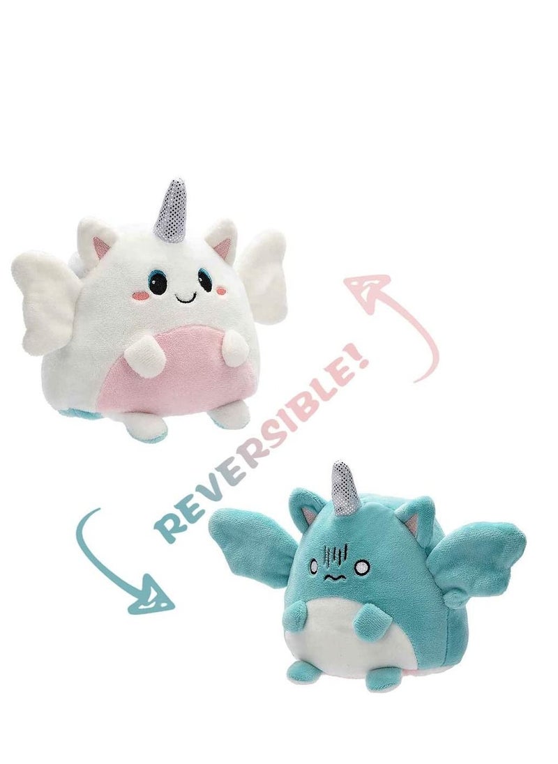 Y&D Reversible Plush 6 inches Plushies Unicorn Cute Mood Plushie Stuffed for Adult Kids Girl Boy Gift White Blue  - Image 1