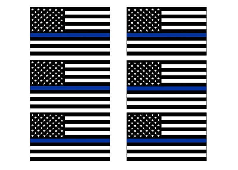 Rogue River Tactical Thin Blue Line Blue Lives Matter Flag Sticker Vinyl Decal Support of Police and Law Enforcement Officers 6 Pack - Image 1