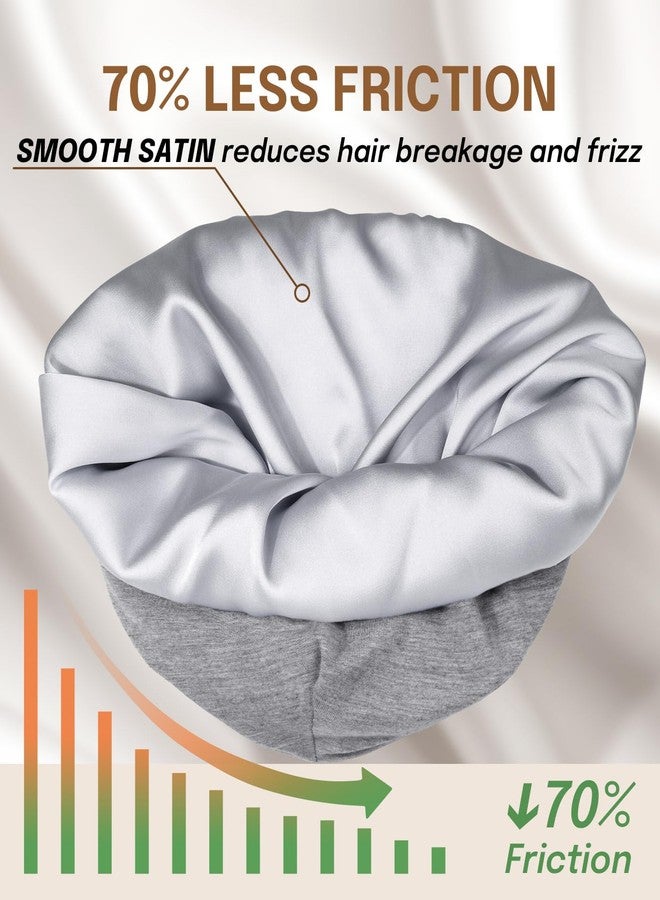 Fittia Baby Bonnet for 0-6 Months, Silky Satin Bonnet for Sleeping, Smooth for No Frizzy Hair, Adjustable for Non-Slip Grey - Image 4