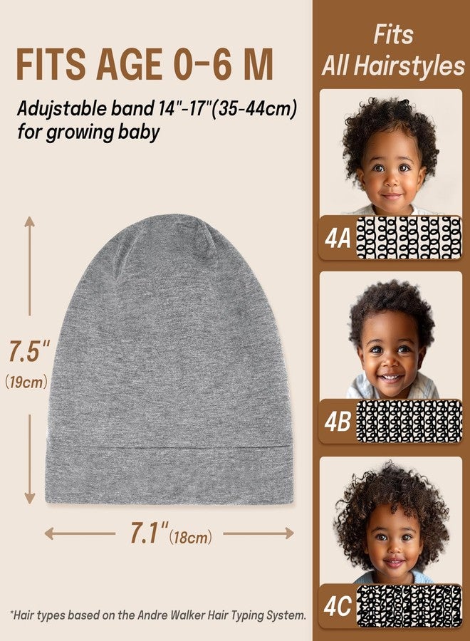 Fittia Baby Bonnet for 0-6 Months, Silky Satin Bonnet for Sleeping, Smooth for No Frizzy Hair, Adjustable for Non-Slip Grey - Image 3