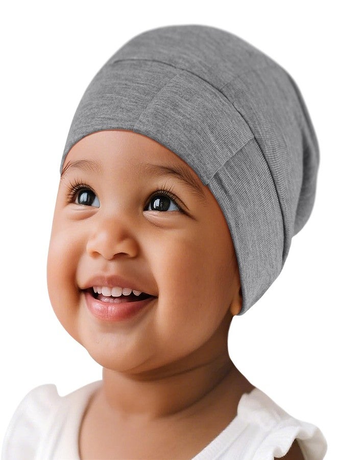 Fittia Baby Bonnet for 0-6 Months, Silky Satin Bonnet for Sleeping, Smooth for No Frizzy Hair, Adjustable for Non-Slip Grey - Image 1