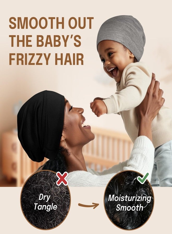Fittia Baby Bonnet for 0-6 Months, Silky Satin Bonnet for Sleeping, Smooth for No Frizzy Hair, Adjustable for Non-Slip Grey - Image 2