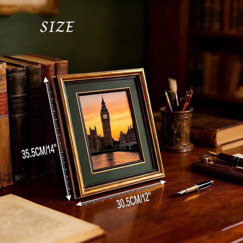 إطار صورة عتيق الطراز، مقاس 10×8 بوصة، مناسب للاستخدام على المكتب أو على الجدار، إطار صورة أنيق مصنوع من الراتنج مزين بتفاصيل رائعة، هدية فريدة لتزيين المنزل. - Image 3