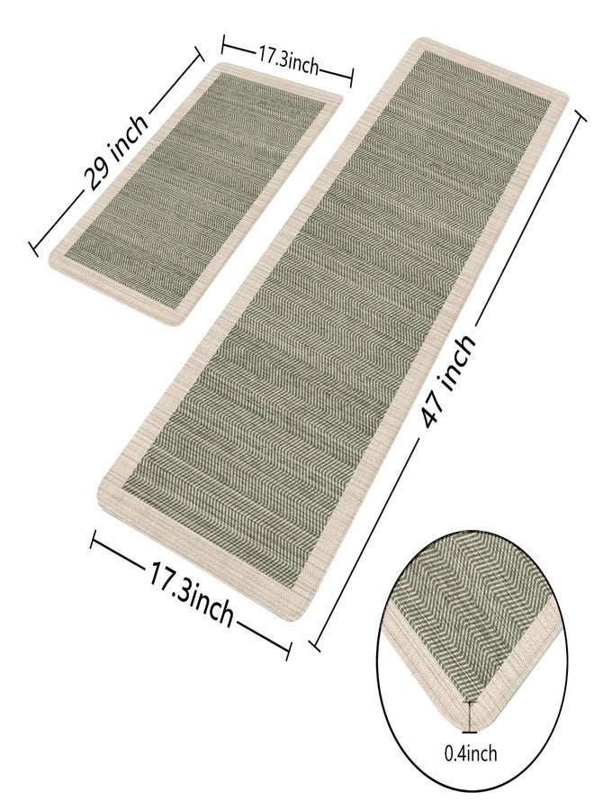 VivaNest Sage Green Vintage Boho Elegance Kitchen Rug Sets [2 PCs], Anti-Fatigue, Waterproof Non-Slip Kitchen Mats Heavy Duty Comfort Foam Rug for Kitchen, Floor, Laundry,17"x29"+17"x47" - Image 4