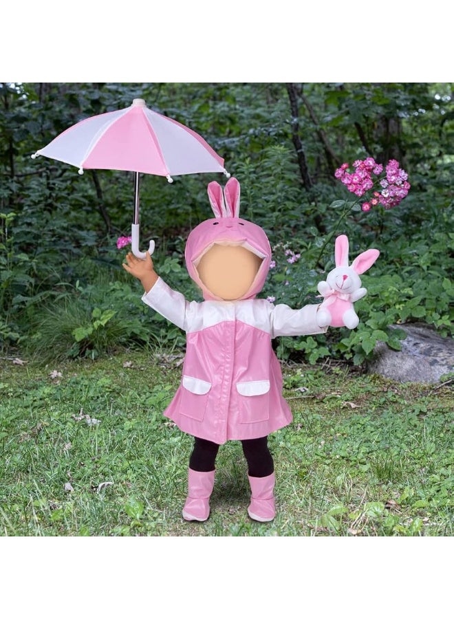 4pc Pink Bunny Raincoat Doll Outfit w Rabbit Plush 18 Doll Clothes  Accessories Compatible w American Girl Dolls Set includes Raincoat Umbrella Boots  Pet Bunny Gifts for Girls