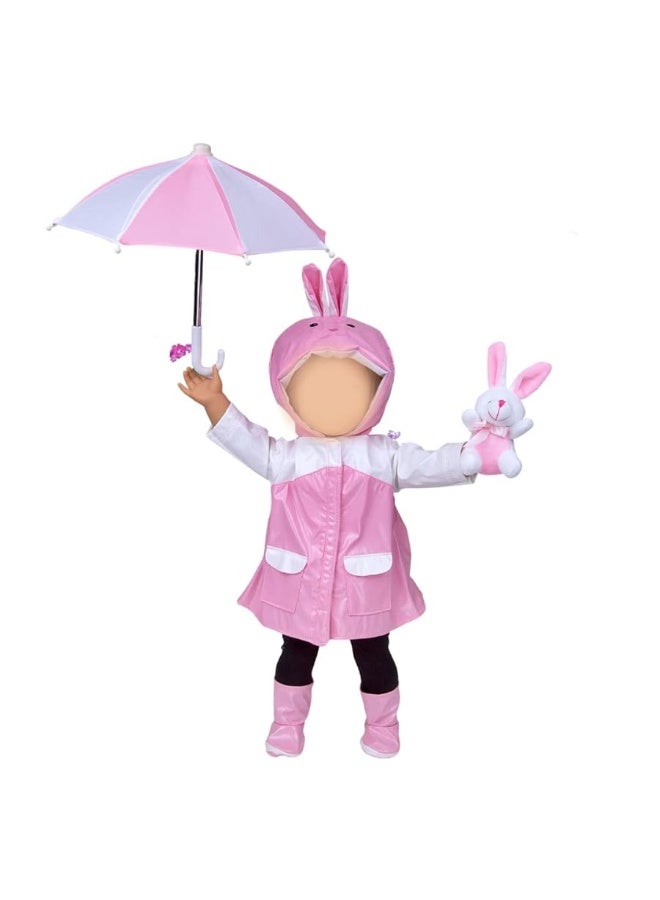 4pc Pink Bunny Raincoat Doll Outfit w Rabbit Plush 18 Doll Clothes  Accessories Compatible w American Girl Dolls Set includes Raincoat Umbrella Boots  Pet Bunny Gifts for Girls