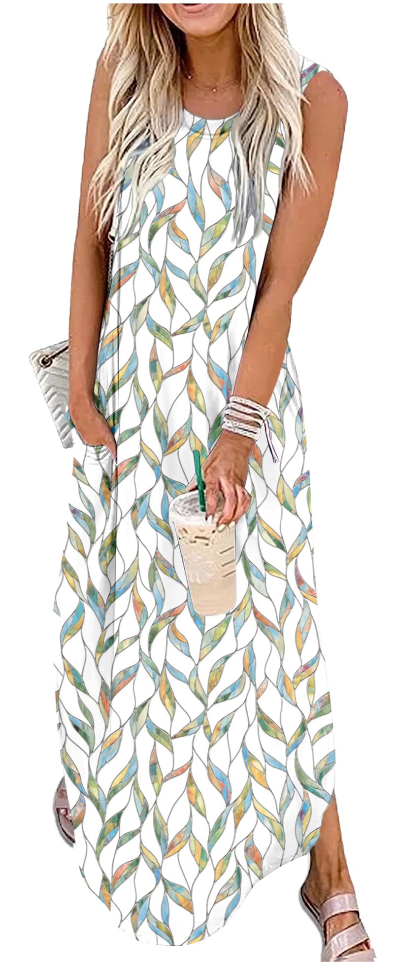 CHUNTIANRAN Dresses for Women Elegant Classy Vacation Summer Long Dresses for Women Beach Casual Sundresses Trendy Maxi Dresses 2025(Green Leaf,Medium) - Image 1