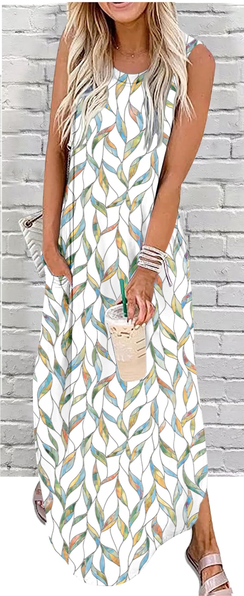 CHUNTIANRAN Dresses for Women Elegant Classy Vacation Summer Long Dresses for Women Beach Casual Sundresses Trendy Maxi Dresses 2025(Green Leaf,Medium) - Image 2