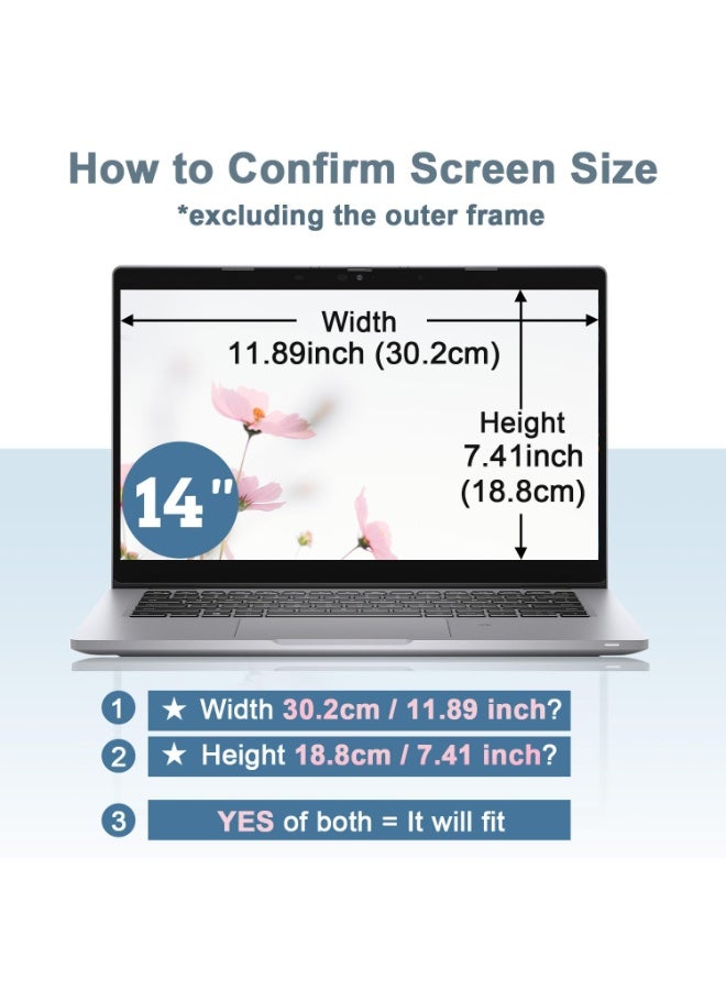 Laptop Privacy Film 14 Inch Removable Privacy Screen Aspect Ratio 16:10 Anti Blue Light Anti-Glare Privacy Screen Protector Privacy Filter for Hp/Dell/Acer/Lenovo/ThinkPad/Asus - Image 2