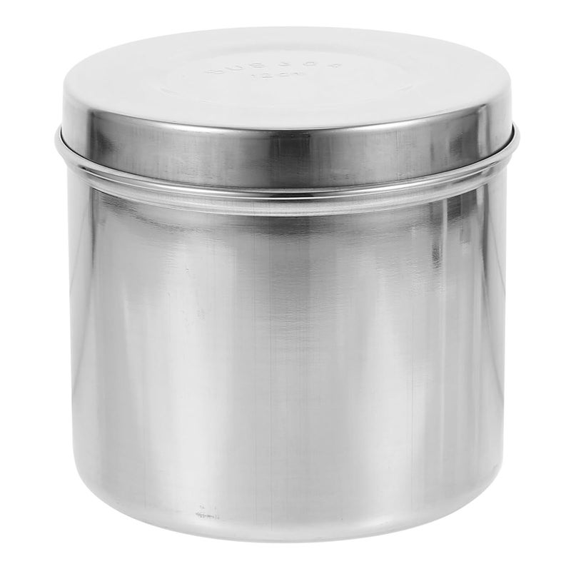 Stainless Steel Airtight Storage Jar Multipurpose Cotton Ball Holder Metal Can Lid - Image 1