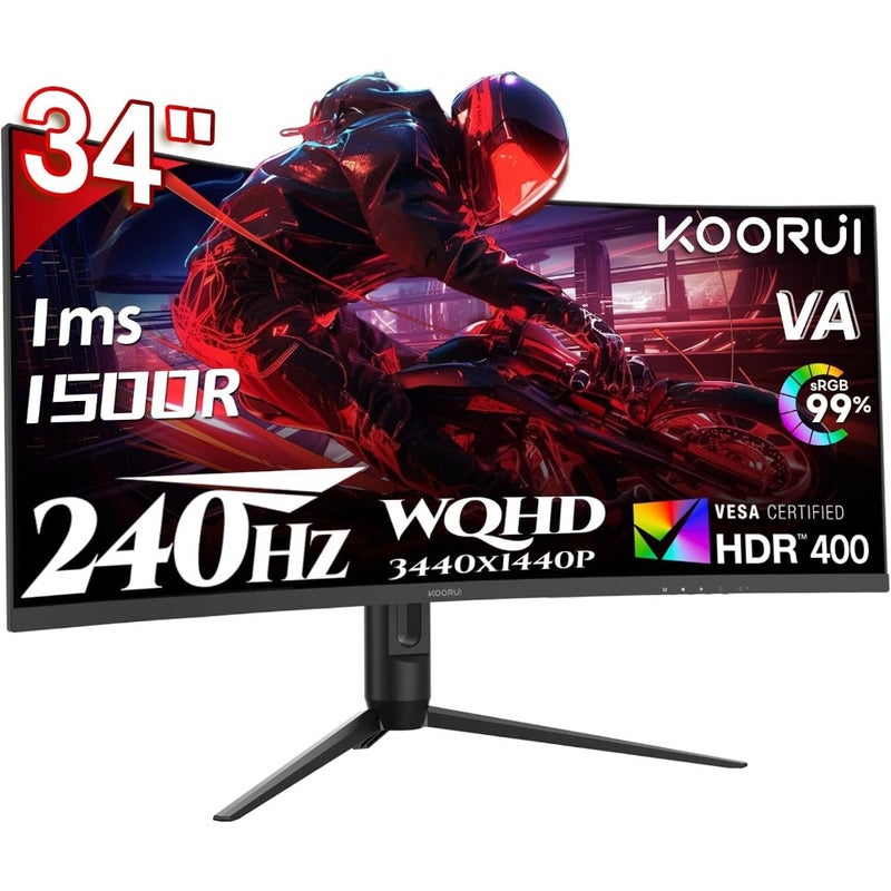 34 Inch Gaming Monitor Ultrawide UWQHD 3440x1440P Curved 1500R HDR400 PIP PBP 1ms MPRT Adaptive Sync Height Adjustable DisplayPort HDMI For PS5 G3441XC Home Office Gaming - Image 1