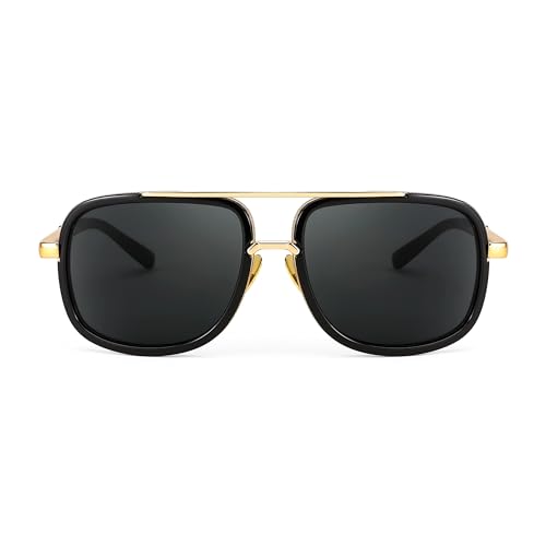 Karsaer Retro Trendy Aviator Sunglasses Women Men Classic Vintage Square , Non-Polarized Sunglasses 70S Large Metal Shades E1079, Multicolor - Image 2