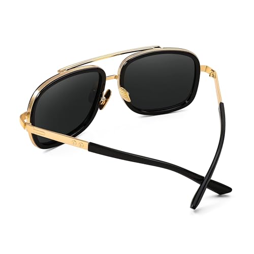 Karsaer Retro Trendy Aviator Sunglasses Women Men Classic Vintage Square , Non-Polarized Sunglasses 70S Large Metal Shades E1079, Multicolor - Image 3