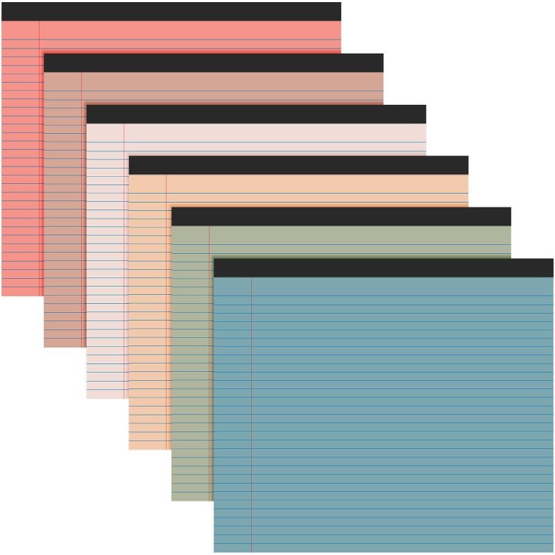 Lincia 6 Pcs 11"" X 9.5"" Legal Pads College Ruled Notepad Landscape Notebook Horizontal Lined Notebook 80 Gsm Assorted Colors Paper Pastel Writing Pads For School Office  40 Sheet (Vintage Color) - Image 1
