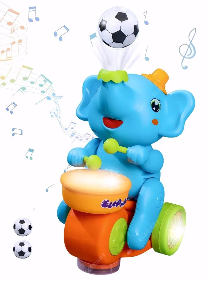 Elecart Musical Walking Elephant Drummer Toy for Kids | Flashing LED Lights, Amazing Sound, Drum Beating & Levitating Ball Feature | Bump & Go Musical Elephant Toy for Boys & Girls - Image 1