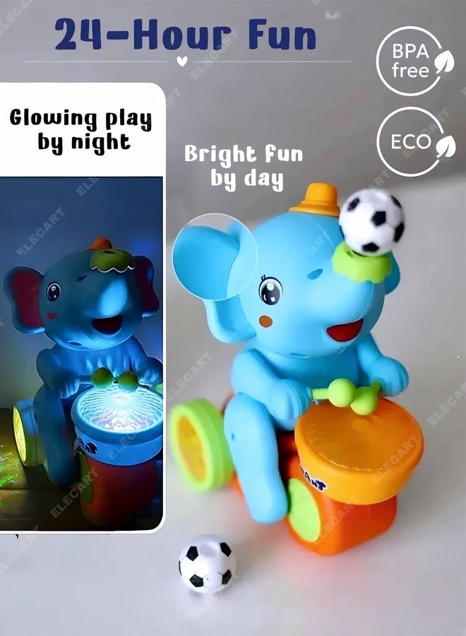 Elecart Musical Walking Elephant Drummer Toy for Kids | Flashing LED Lights, Amazing Sound, Drum Beating & Levitating Ball Feature | Bump & Go Musical Elephant Toy for Boys & Girls - Image 5