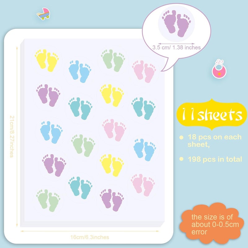 Gilprop 198 Pcs Footprint Envelope Seal Stickers Foot Stickers Shape Seal Stickers Your Invited Stickers for Envelopes for Baby Shower Greeting Invitation Cards Envelope Sealing Birthday Gift Wrapping - Image 2