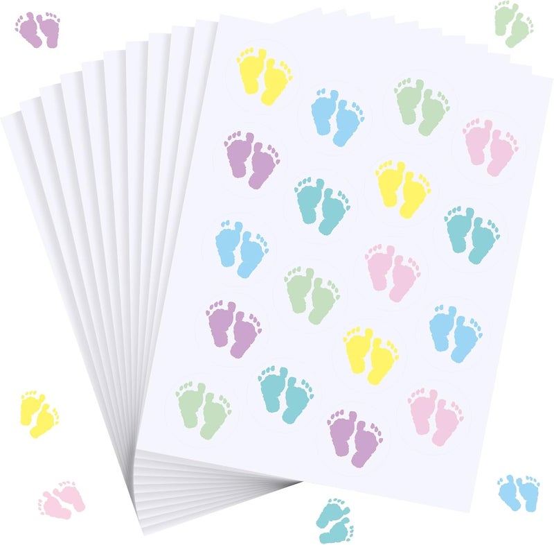 Gilprop 198 Pcs Footprint Envelope Seal Stickers Foot Stickers Shape Seal Stickers Your Invited Stickers for Envelopes for Baby Shower Greeting Invitation Cards Envelope Sealing Birthday Gift Wrapping - Image 1