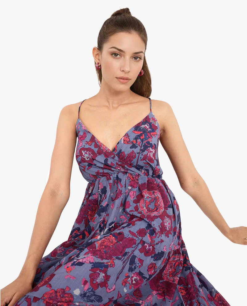 Rareism Women's Floral Midi Dress With Spaghetti Straps