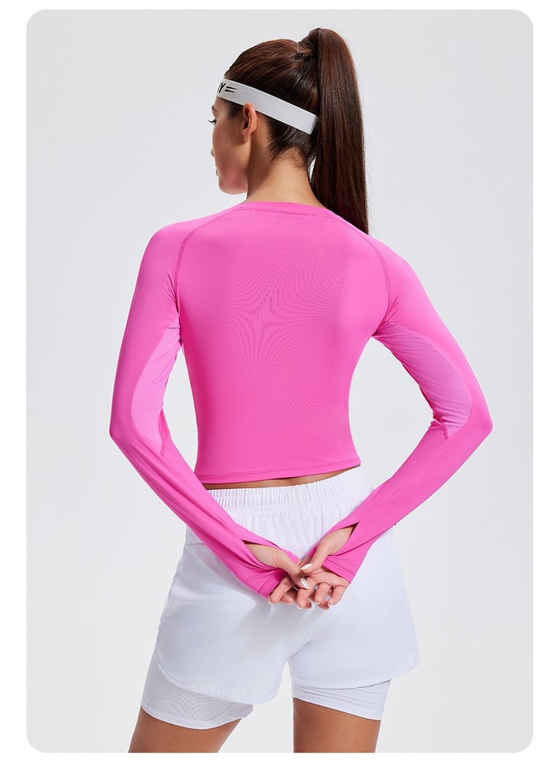 Women Long Sleeve Yoga Gym Shirts Quick Dry Fitness Outdoor Top Stitching Sportswear Running Jogging Sport Tshirt  - Image 3