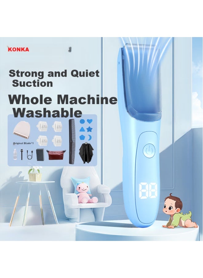 Konka Automatic Hair Removal Baby Hair Clipper, Children's Hair Clipper, Baby Hair Trimmer, Newborn Hair Cutting Electric Shaver, Hair Trimmer, Head Shaving Knife, Haircutting Tool, Fully Washable - Image 1