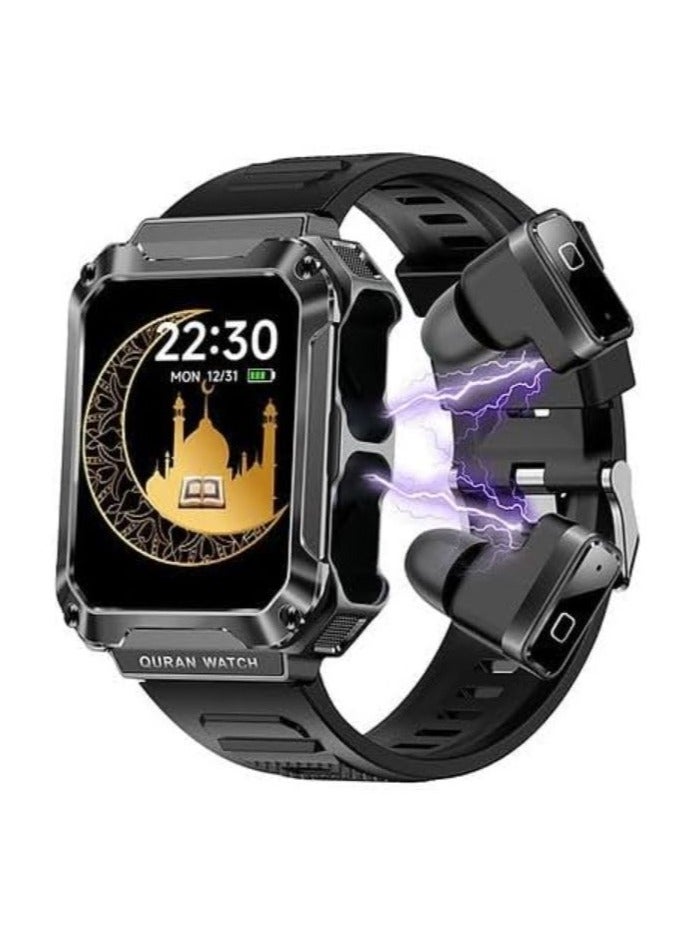 Haino Teko Haino Teko Watch Buds ST 4 Quran Watch, Full Quran 114 Chapter, 5 Times Prayer Times, 4 GB MP3 Speaker and much more (Watch+Earbuds)  - Image 1