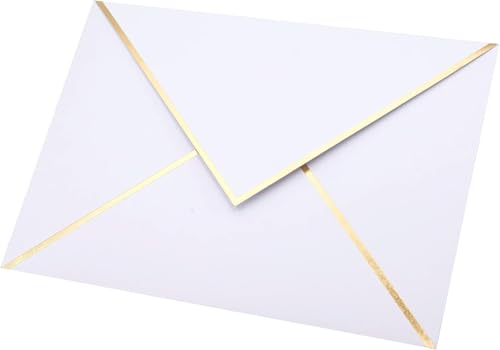 CHRIZ.Z A7 Envelopes - V Flap Foil Border Luxury Mailing Envelopes for 5" x 7" Cards - for Wedding, Invitations, Baby Shower, Photos, Graduation, Birthday, Bridal Shower - 5.25" x 7.25" (White, 50 Pack) - Image 3