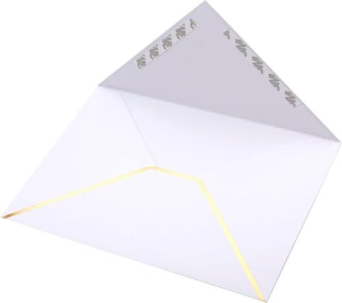 CHRIZ.Z A7 Envelopes - V Flap Foil Border Luxury Mailing Envelopes for 5" x 7" Cards - for Wedding, Invitations, Baby Shower, Photos, Graduation, Birthday, Bridal Shower - 5.25" x 7.25" (White, 50 Pack) - Image 4