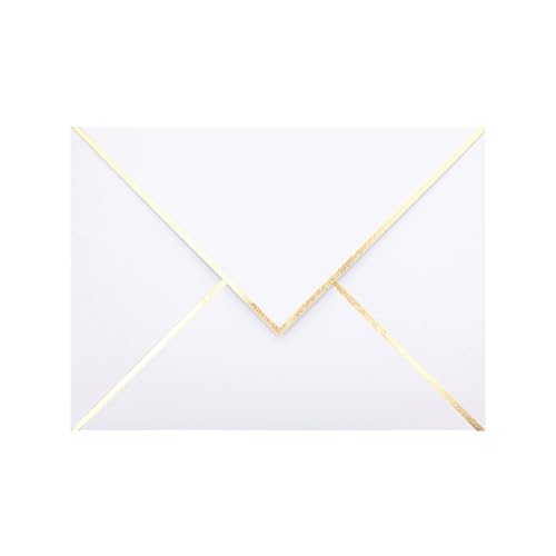 CHRIZ.Z A7 Envelopes - V Flap Foil Border Luxury Mailing Envelopes for 5" x 7" Cards - for Wedding, Invitations, Baby Shower, Photos, Graduation, Birthday, Bridal Shower - 5.25" x 7.25" (White, 50 Pack) - Image 1