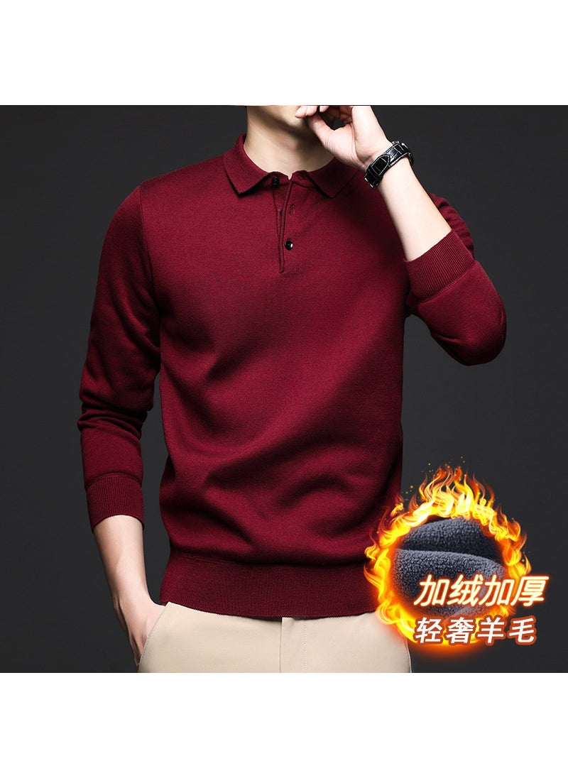 Generic Mens Wool-Blend Winter Pullover Purple Sauce Red 