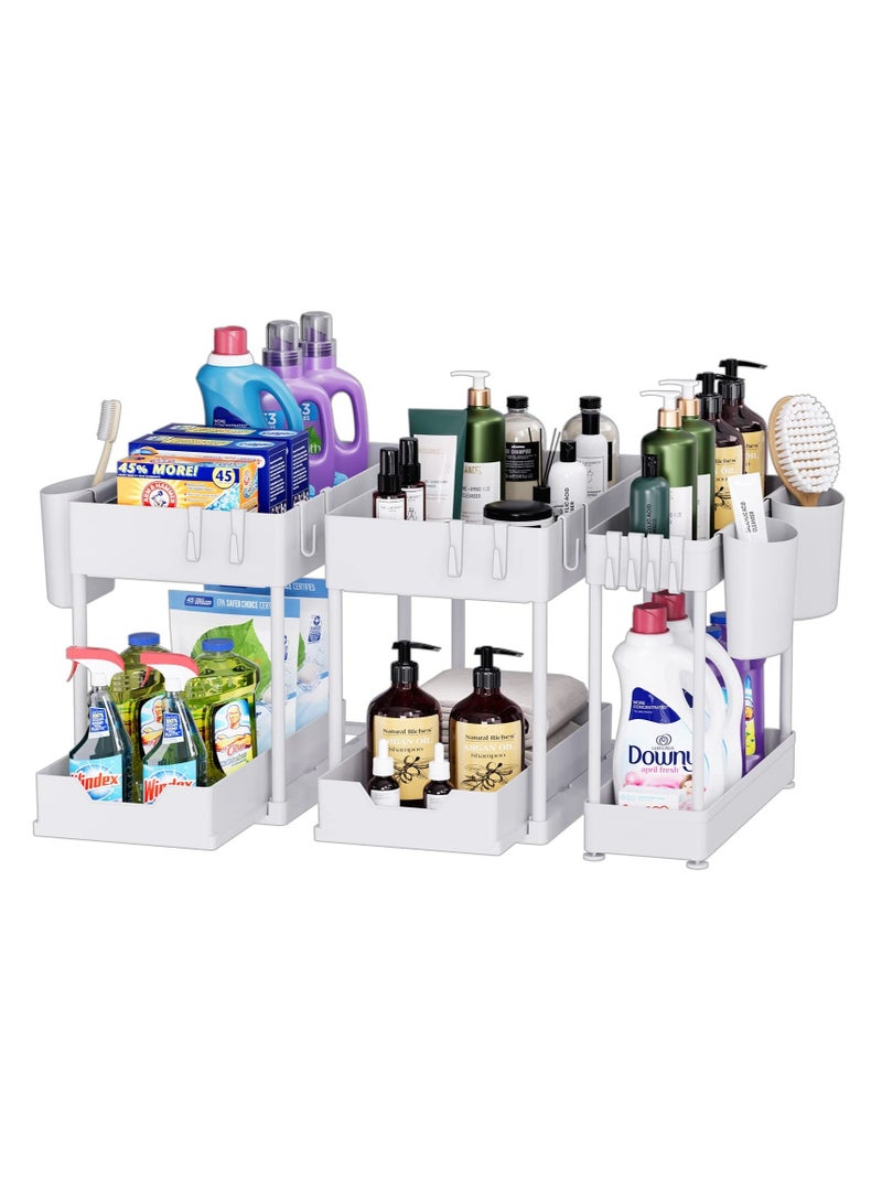 عربست 3 قطع بالوعة درج ، 2 طبقة متعددة الأغراض انزلاق بالوعة بالوعة بالوعة الحمام مطبخ مجلس الوزراء ، ومواد التنظيف ( أبيض ) - Image 1