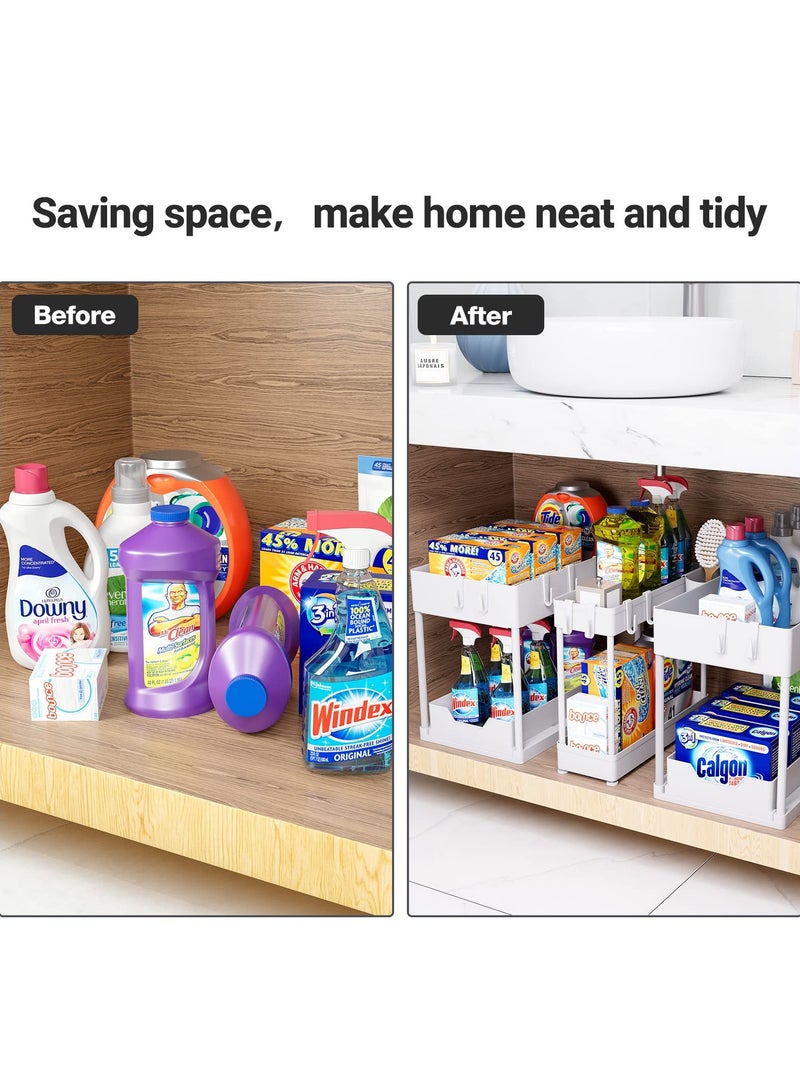 عربست 3 قطع بالوعة درج ، 2 طبقة متعددة الأغراض انزلاق بالوعة بالوعة بالوعة الحمام مطبخ مجلس الوزراء ، ومواد التنظيف ( أبيض ) - Image 5